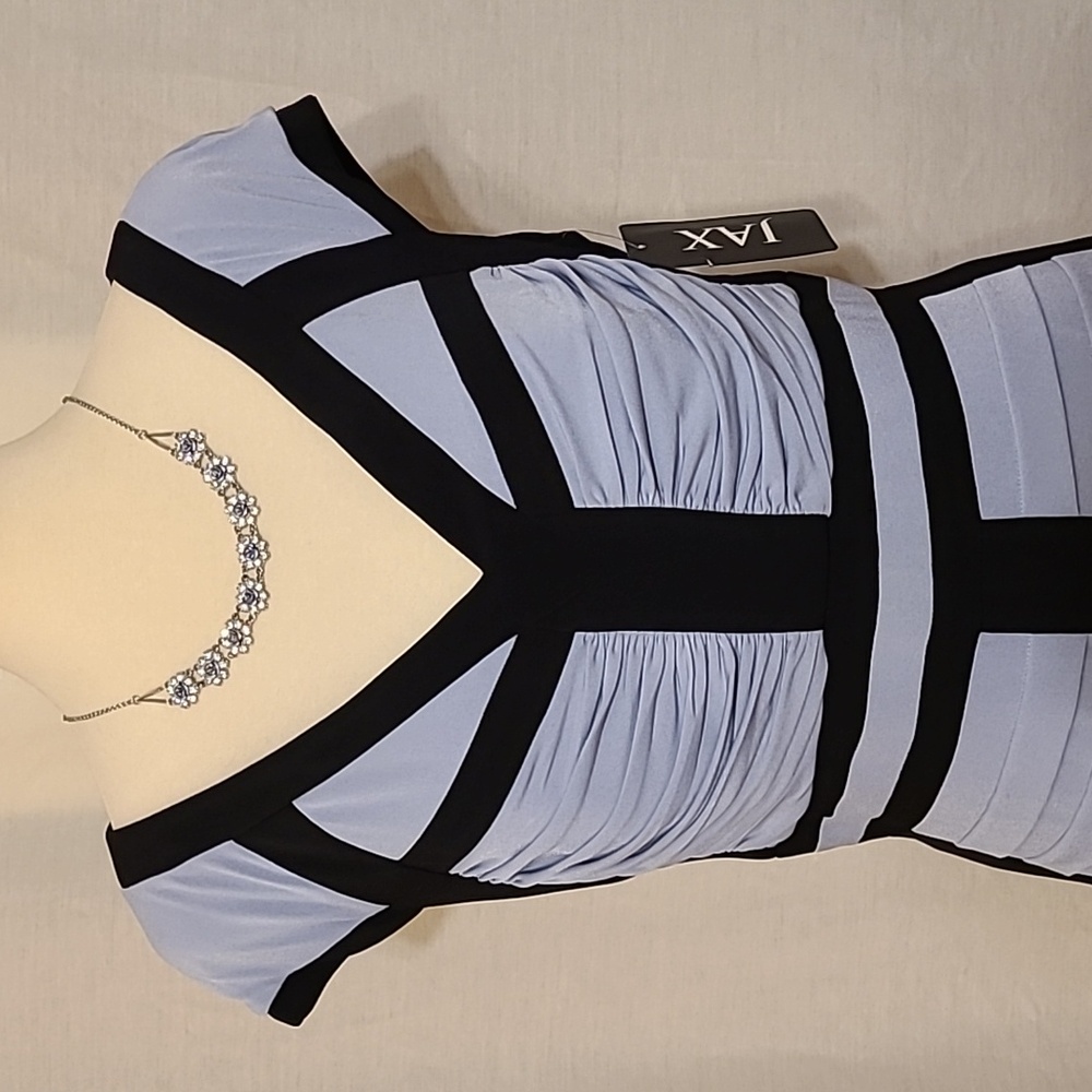 Jax Light Blue and Black Sheath Dress - Picture 6 of 15